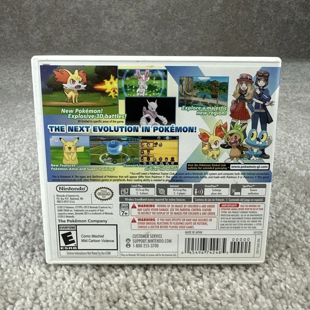 Pokémon X 3DS Authentic Tested in Box w/ Case NO Manual